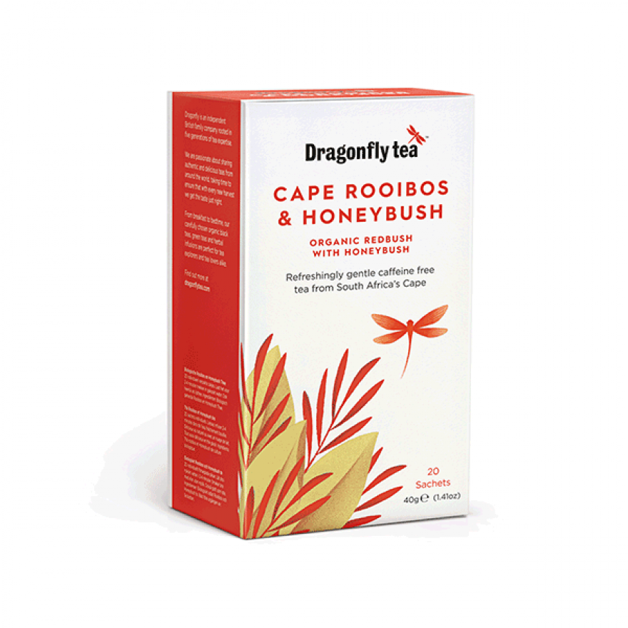 Cape Rooibos Tea Box Dragonfly Tea Organic Cape Rooibos & Honeybush 20 bags – Valley ...